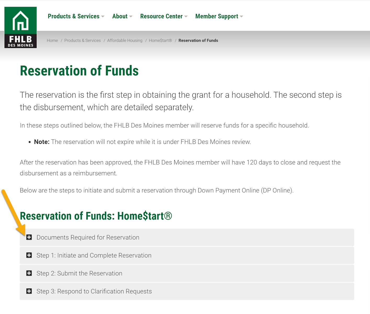 Reservation of Funds